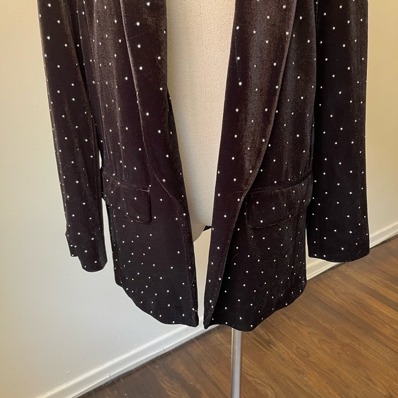 Zara Black Velvet Studded Oversized Blazer - Picture 6 of 7